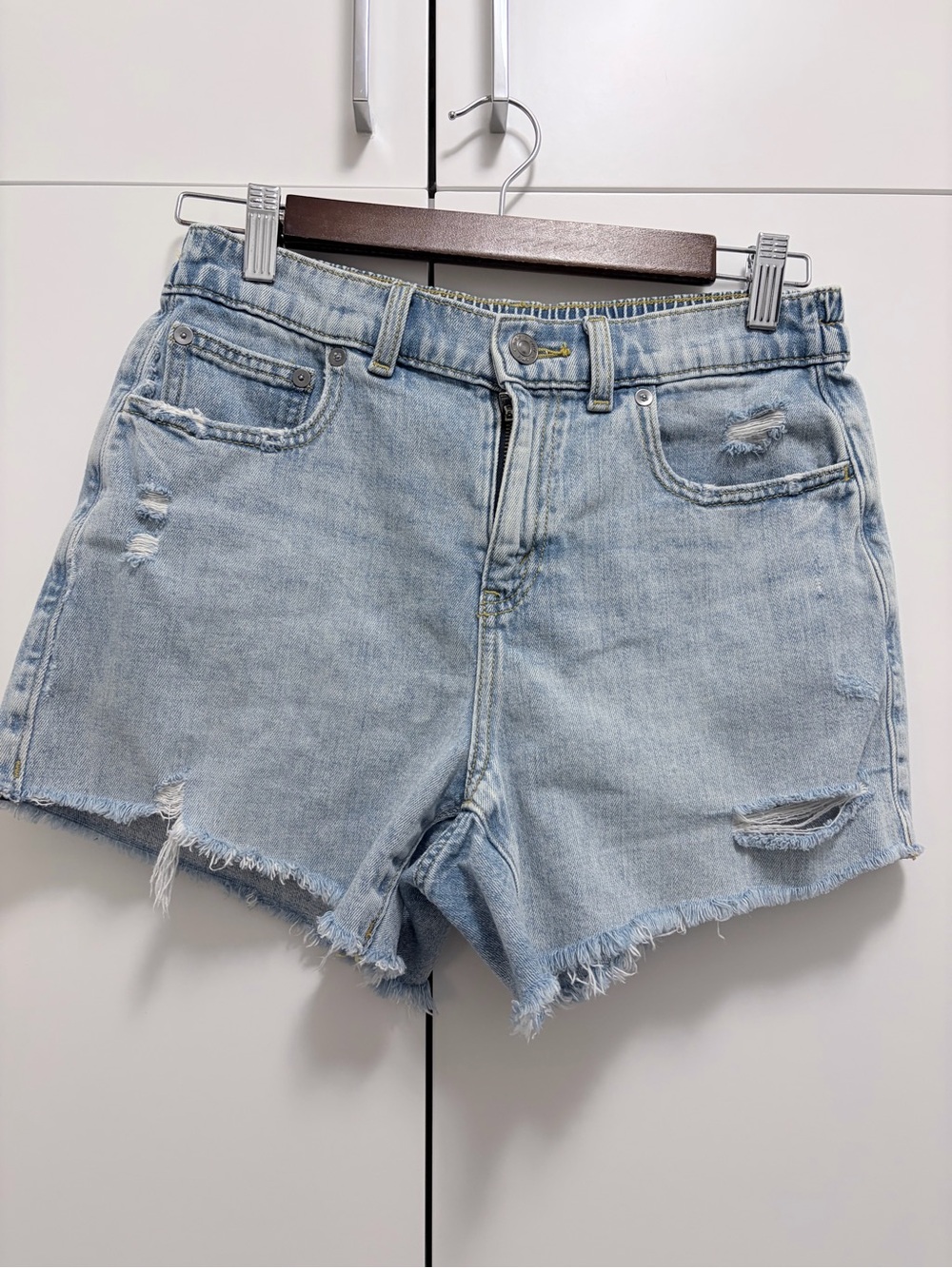 aerie Light Blue Distressed Denim Cutoff Shorts